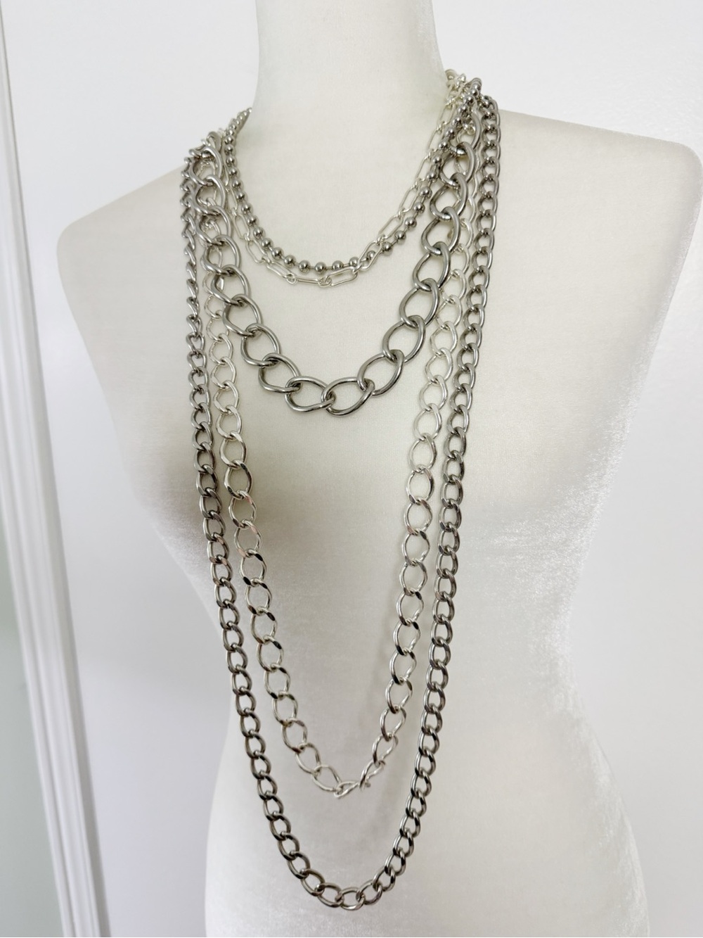 Chico's Multi-Layer Silver-Tone Chain Necklace